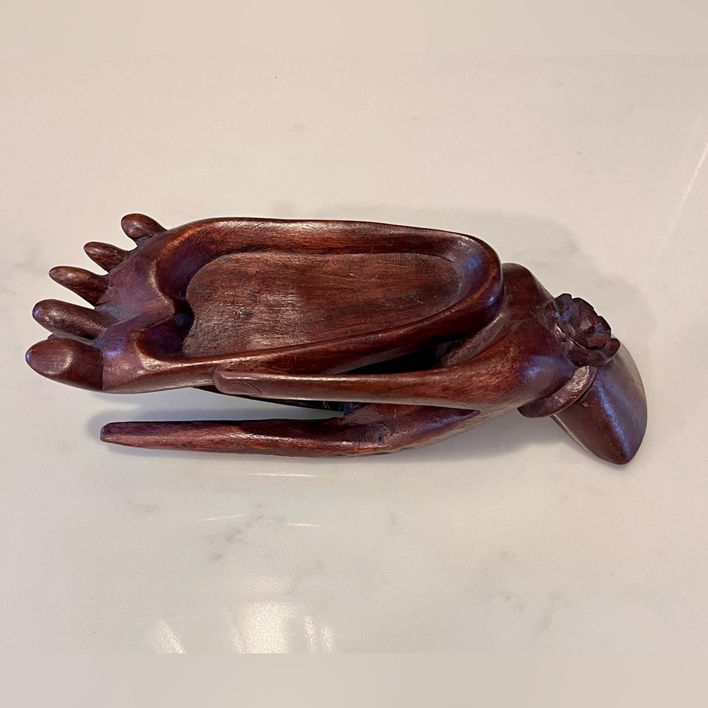 Vintage HandCarved Wooden Sculpture + Intricate Details in a unique hand shape